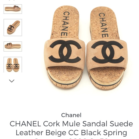 Chanel Suede and Cork mule slides - Picture 3 of 10